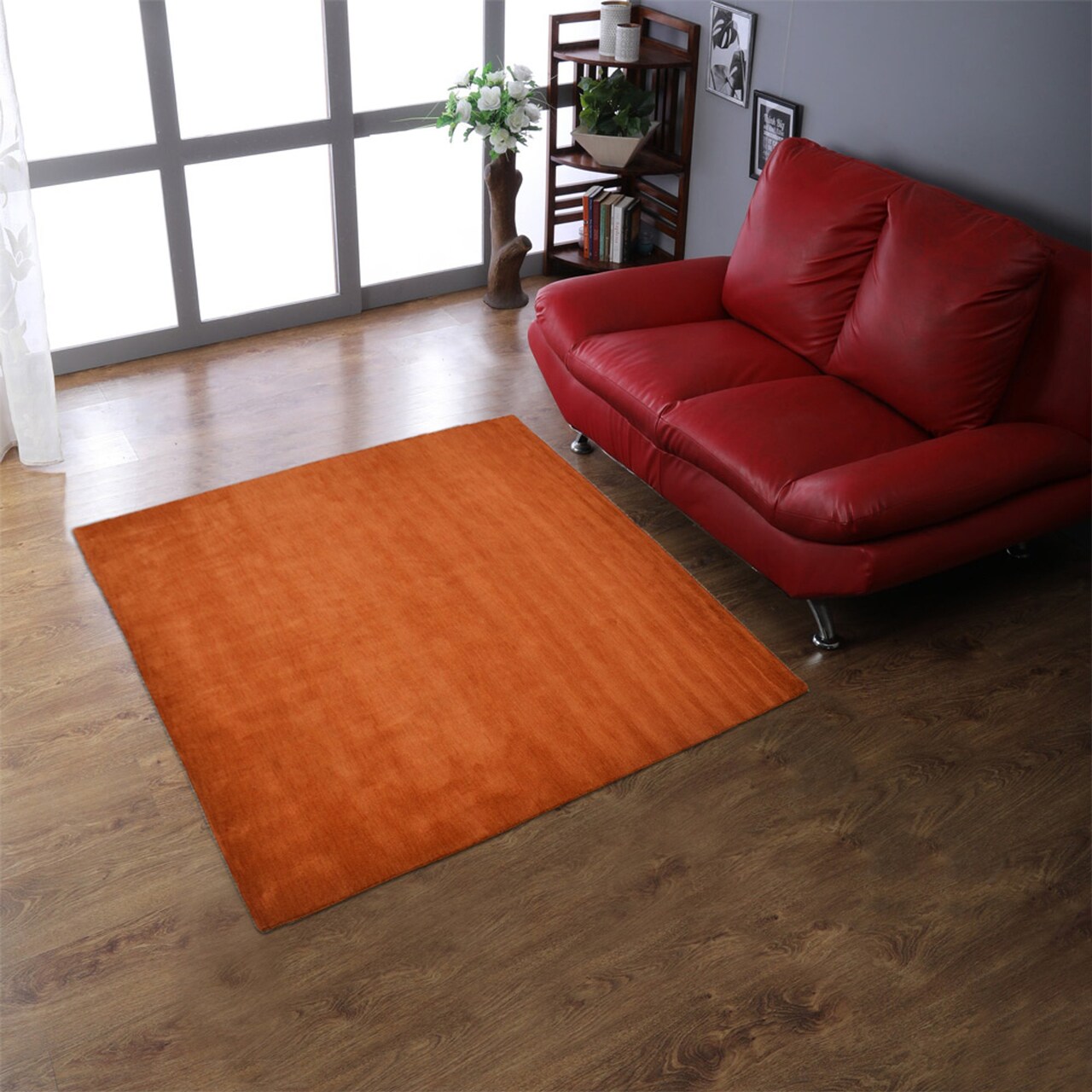 Edge Collections - 10' x 10' - Orange - Elegant Hand Knotted Wool Area Rug for Cozy Interiors - 1 Piece